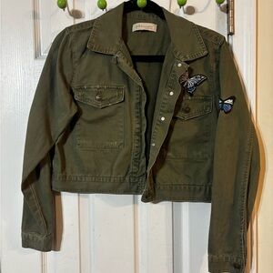 Philosophy Olive Green Jacket with Butterfly Patches